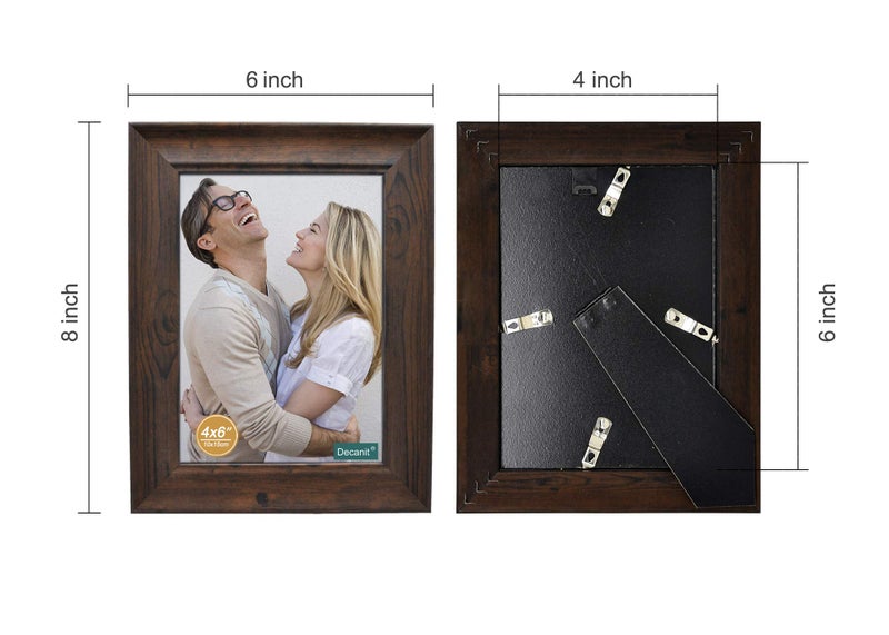 DECANIT 4x6 Picture Frames Rustic Distressed Brown Wood Pattern High Definition Glass for Table Top Display and Wall Mounting Photo Frameï¼ŒPack of 4 - Image 2